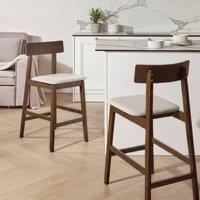 Wyld and Coco Bar Chairs Set of 2 - Dark Brown Taupe Rubberwood Seats
