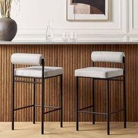 Wyld and Coco Modish Home Set of 2 Bar Chairs - Light Grey Polyester Roll Backrest