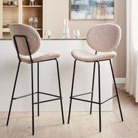 Wyld and Coco Boucle Bar Chairs Set of 2 Light Beige Armless with Iron Legs