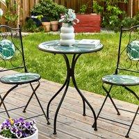 Wyld and Coco Vintage Green Mosaic Bistro Set - Black Iron Frame