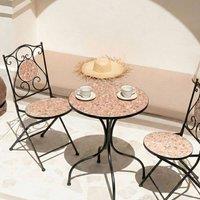 Wyld and Coco Outdoor Bistro Set - Black Iron Frame Terrazzo-Effect Ceramic Tabletop