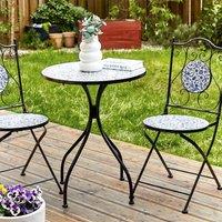 Wyld and Coco Vintage Mediterranean Bistro Set Black Powder Coat Iron Blue