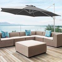 Wyld and Coco Garden Sun Parasol 295cm - Dark Grey Canopy White Pole 360 Swivel