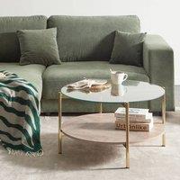 Wyld and Coco Luxe Living Gold Glass Top Round Coffee Table 80 cm