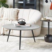 Wyld and Coco Concrete Effect Round Coffee Table 79 cm Diameter Grey Top Black