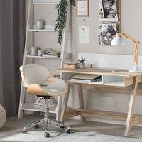 Wyld and Coco Light Brown Scandinavian Desk Two Shelves Hidden Compartment