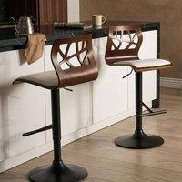 Wyld and Coco Modern 2 Piece Counter Bar Stools Dark Brown White Faux Leather