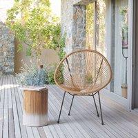 Wyld and Coco Papasan Garden Chair - Natural PE Rattan Powder-Coated Steel Base in Brown
