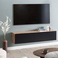 Wyld and Coco Wall-Mounted TV Stand for Up to 55 Inch TVs Two Cabinets Black