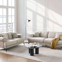 Wyld and Coco Taupe 2 Seater and 3 Seater Sofa Set Polyester Upholstery in Beige