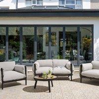 Wyld and Coco Aluminium Garden Sofa Set 2 Seater Sofa and 2 Armchairs Black Grey