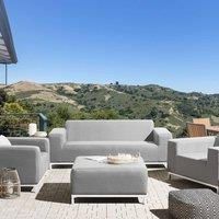 Wyld and Coco 5-Seater Outdoor Sofa Set - Light Grey Fabric Ottoman