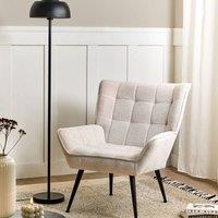 Wyld and Coco Retro Wide Armchair Light Beige - Water-Repellent Upholstery