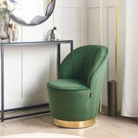 Wyld and Coco Green Velvet Round Tub Armchair with Gold Metal Base
