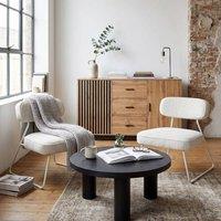 Wyld and Coco Off-White Armless Armchairs Set of 2 with Metal Legs in White