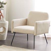 Wyld and Coco Belmont Armchair Beige Corduroy with Slender Black Metal Legs