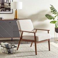 Wyld and Coco Armchair - Off-White Boucle Upholstery Dark Rubberwood Frame in White
