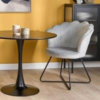 Wyld and Coco Grey Velvet Shell-Back Armless Chair - Black Metal Frame