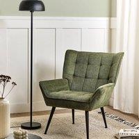 Wyld and Coco Armchair Green - Water-Repellent Quilted Fabric Black Metal Legs