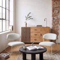 Wyld and Coco Set of 2 Armless Armchairs Off-White Fabric in White