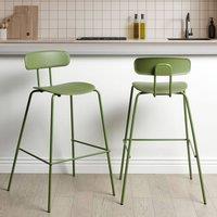 Wyld and Coco Greenline Counter-Height Bar Stools Set of 2 - Green Synthetic Seats