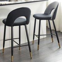 Wyld and Coco Velvet Steel Bar Chairs Set of 2 Black and White Velvet Gold Trim
