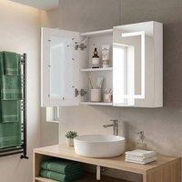 Wyld and Coco LED Mirror Cabinet 60 x 60 cm White Two Hidden Shelves