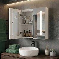 Wyld and Coco Bathroom Mirror Cabinet 60 x 60 cm Silver White LED