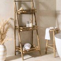 Wyld and Coco Bamboo 3-Tier Foldable Bathroom Shelf - Natural Bamboo Nordic Design