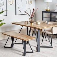Wyld and Coco Light Brown Nordic Dining Bench with MDF Top and Black Metal Legs