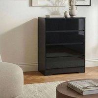 Wyld and Coco Black Five-Drawer Sideboard - MDF Storage Unit in Scandinavian Style
