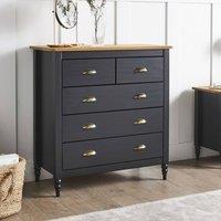 Wyld and Coco Sideboard 5-Drawer Chest Black and Natural Pine