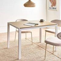 Wyld and Coco Aura Dining Table 120x70 cm Light Brown MDF Top White Metal Base