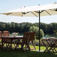 Wyld and Coco Beige Oval Garden Parasol Powder Coat Aluminium Crank