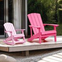 Wyld and Coco Garden Chair - Pink Faux Wood Weather-Resistant Modern Lounger