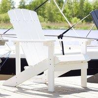 Wyld and Coco Garden Chair White Faux-Wood Finish Weather-Resistant Outdoor Lounge