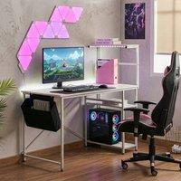 Wyld and Coco LED Gaming Desk - White MDF with Side Pocket