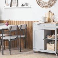 Wyld and Coco Kitchen Trolley Grey 75x43x87 cm Wood Body Rubberwood Top and Castors | Size: 75 x 43 x 87 cm
