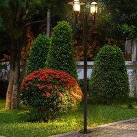 Wyld and Coco 2-Light Black Path Lamp Post - Aluminium with Glass Shades