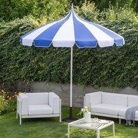 Wyld and Coco 2.45m Market Parasol Blue and White - Aluminium Pole