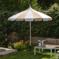 Wyld and Coco Garden Market Parasol 2.45m Beige and White Polyester Canopy Aluminium