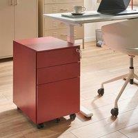 Wyld and Coco Red Steel Storage Cabinet - 3 Drawers Key Lock Castors