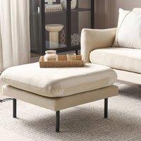 Wyld and Coco Pillow-Top Velvet Footstool Ottoman in Light Beige - Metal Legs