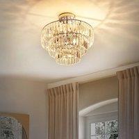 Wyld and Coco Crystal Chandelier Pendant Lamp Chrome Finish Three Tier Glass in Clear