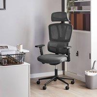 Wyld and Coco Ergonomic Mesh Office Chair Grey Adjustable Headrest Armrests