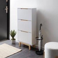 Wyld and Coco White MDF 3-Compartment Wall-Mounted Shoe Cabinet