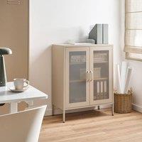 Wyld and Coco Office Cabinet - Light Beige Steel 2 Doors 3 Shelves