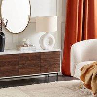 Wyld and Coco 2-Door Sideboard Dark Brown with White Drawers W120 x D38 x H55cm