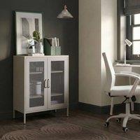 Wyld and Coco Industrial Office Cabinet Beige 2-Door Metal with Locks