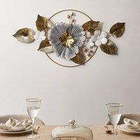 Wyld and Coco Gold Leaf Wall Ornament - Handmade Metal Floral Modern Wall Art